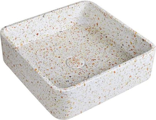 Karag Επικαθήμενος Νιπτήρας Πέτρινος 39x39x12cm Fruitcake