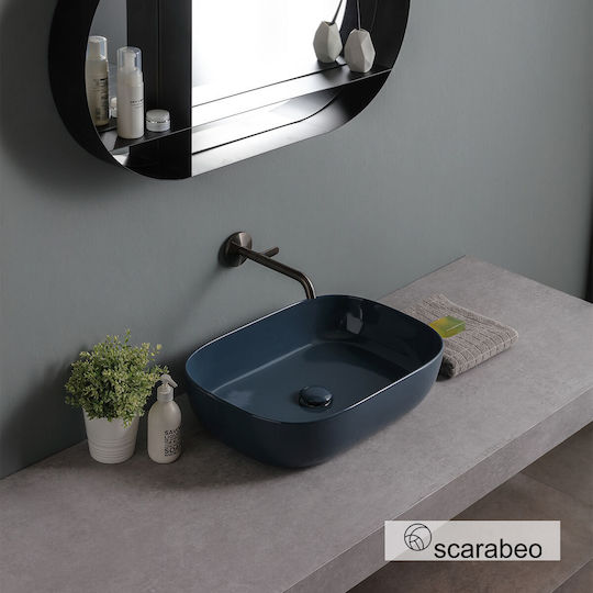 Scarabeo Glam Countertop Sink Porcelain 56x39cm Glossy Ocean (blue)