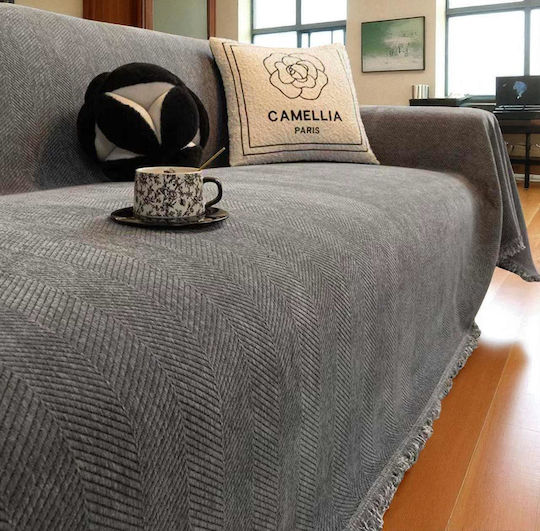 Linea Home Sofa Throw 2 Seater Chenille 180x240cm Grey