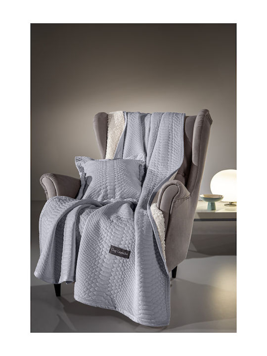 Guy Laroche Capsulă Cuvertură Pentru Canapea De Fotoliu 2 Fețe Catifea 130x170 cm Argintiu