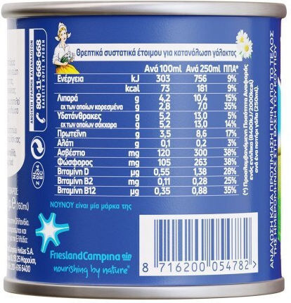 NOUNOU Evaporated Milk Evaporated Condensed 170gr
