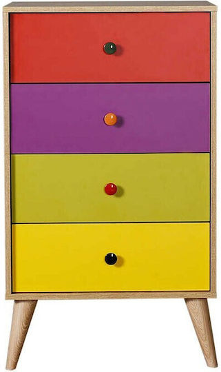 Drawers Storage Wooden with 4 Drawers L60xW45xH104cm