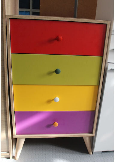 Drawers Storage Wooden with 4 Drawers L60xW45xH104cm