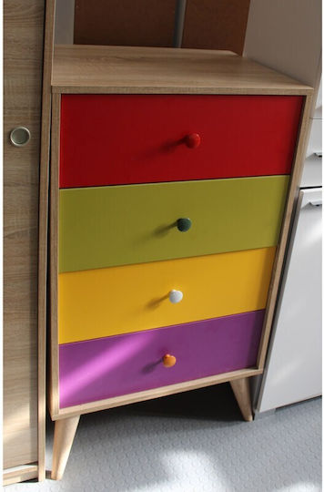 Drawers Storage Wooden with 4 Drawers L60xW45xH104cm