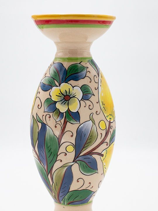 Ceramic Candle Holder in Beige Colour 10.2x30x10.2cm