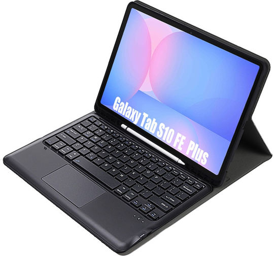 Bluetooth Keyboard Case Touchpad Samsung Galaxy Tab S10 Fe+ Plus X620/x626b in English US – Black