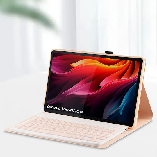 Калъф Клавиатура Lenovo Tab K11 Plus На Английски Us Розов
