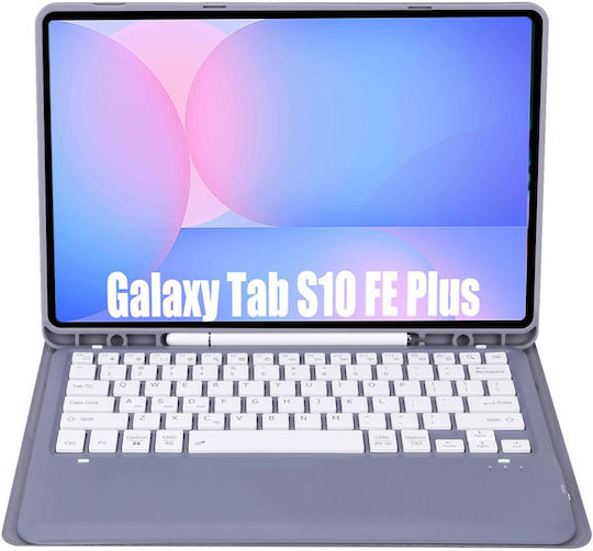 Bluetooth Keyboard Case Samsung Galaxy Tab S10 Fe+ X620 X626b in English US Purple