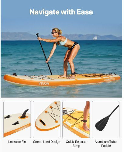 Vevor Φουσκωτή Σανίδα SUP με Μήκος 3.23m Πορτοκαλί