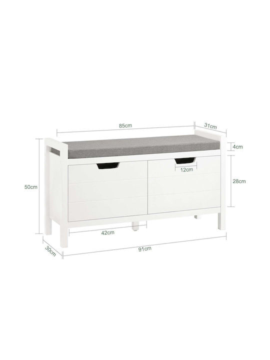 Entry Furniture with Bench White 91x30x50cm