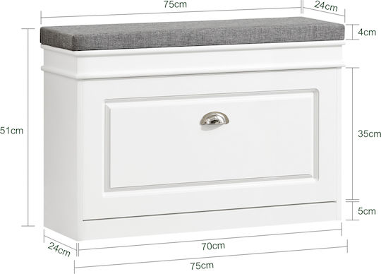 Eingangsmöbel mit Bank White 75x24x51cm