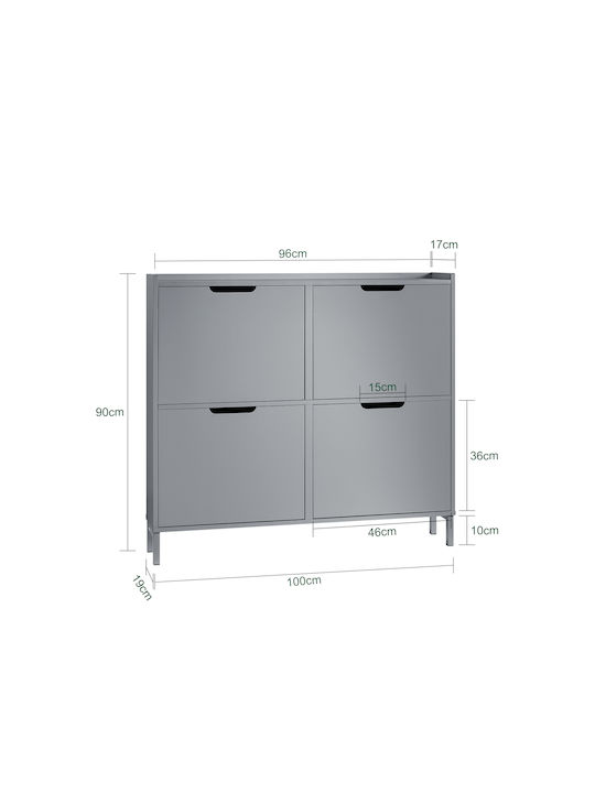 Metall Schuhschrank 100x19x91cm