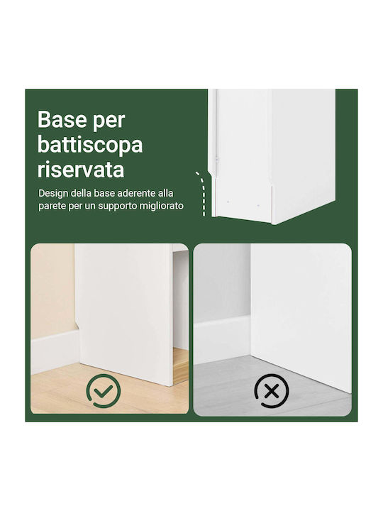 Wooden Bedside Table White 20x35x60cm