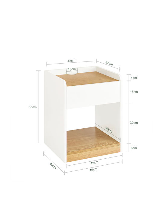 Wooden Bedside Table White 45x40x55cm