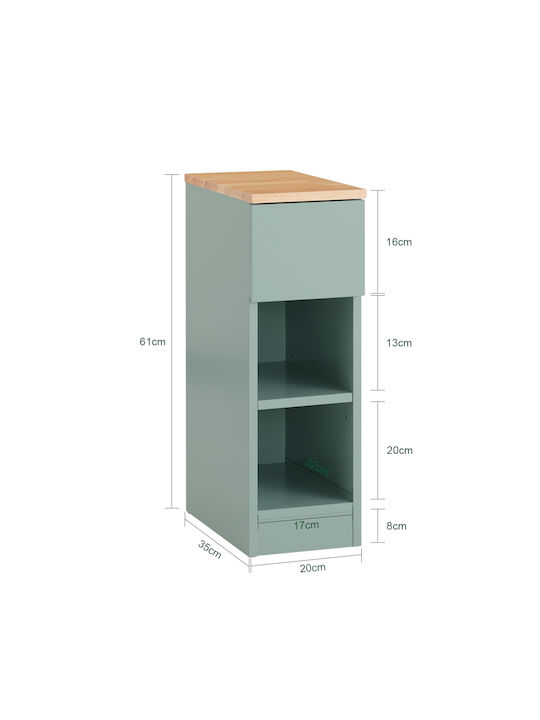 Комод Дървен Зелен 20x35x61см