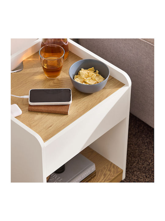 Wooden Bedside Table White 45x40x55cm