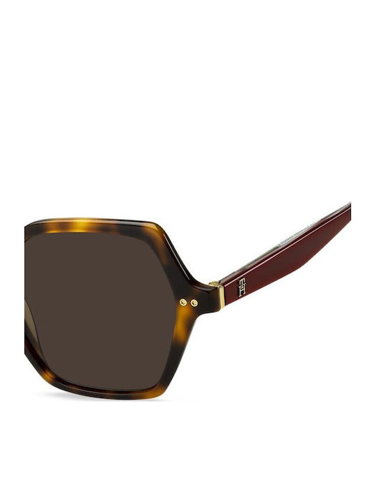 Tommy Hilfiger Feminini Ochelari de soare cu Maro Tortoise Cadru și Maro Lentilă