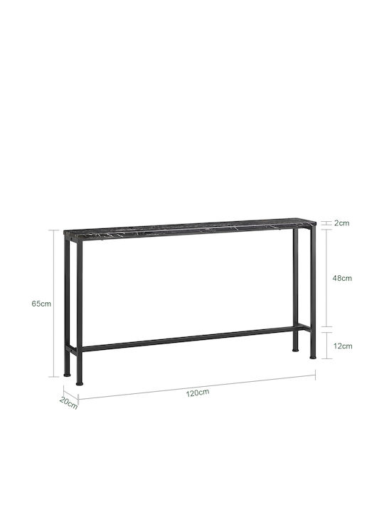 Конзолна маса Дървена Черно Д120xШ20xВ65cm
