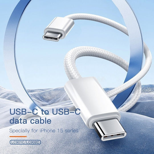 Ldnio USB 2.0 Cable USB-C male - USB-C 65W Λευκό 2m