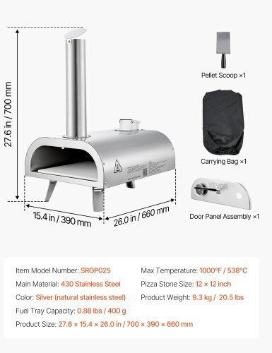 Vevor Pizzaofen Holz Silver