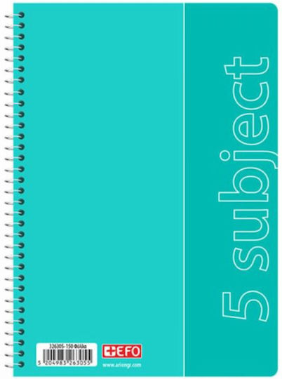 +Efo Spiral Notebook Ruled B5 150 Sheets 5 Subjects 1pcs (Μiscellaneous Designs)