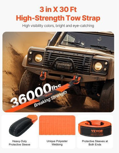 Vevor Car Towing Strap In Orange Color