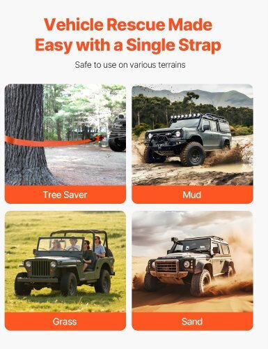 Vevor Car Towing Strap 6.1m In Orange Colour