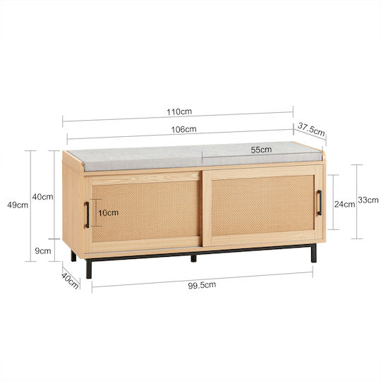 Mobilier de Intrare cu Bancă Natural & Grey 110x40x49cm