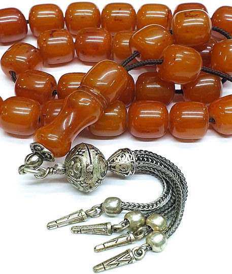 Roloi Komboloi Resin Worry Beads with 33 Beads Honey 39cm