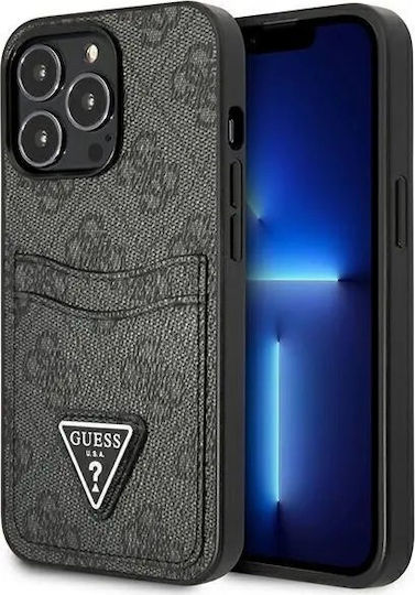 Guess Triangle Logo Cardslot Back Cover Δερματίνης με Υποδοχή για Κάρτες Μαύρο (iPhone 13 Pro)