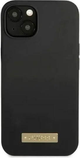 Guess Logo Plate MagSafe Umschlag Rückseite Kunststoff Schwarz (iPhone 13)