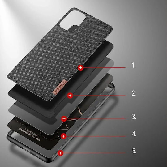 Dux Ducis Fino Umschlag Rückseite Kunststoff / Stoff Schwarz (Galaxy A03s)