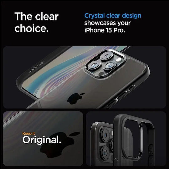 Spigen Crystal Hybrid Задна корица Пластмаса / Силикон матово черно (iPhone 15 Pro)