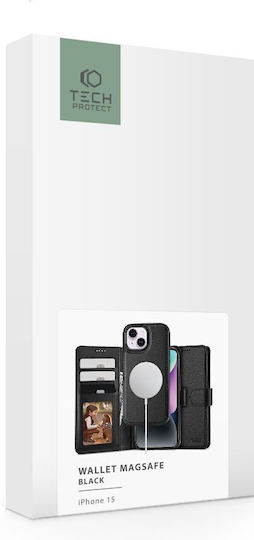 Tech-Protect Wallet Synthetic Leather / Silicone Black (iPhone 15)