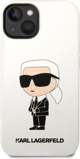 Karl Lagerfeld Ikonik NFT Umschlag Rückseite Silikon Weiß (iPhone 14 Plus)