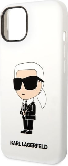 Karl Lagerfeld Ikonik NFT Umschlag Rückseite Silikon Weiß (iPhone 14 Plus)