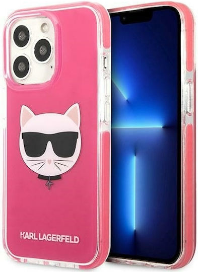 Karl Lagerfeld Choupette Head Back Cover Plastic / Silicone Fuchsia (iPhone 13 Pro Max)