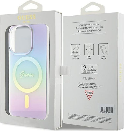 Guess Iml Iridescent Magsafe Umschlag Rückseite Kunststoff Lila (iPhone 15 Pro Max)