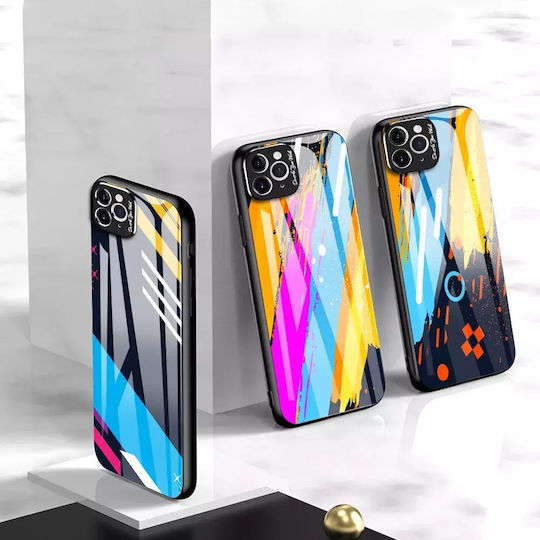 Hurtel Color Glass Pattern 1 Umschlag Rückseite Kunststoff Blue/Yellow/Orange (iPhone 11 Pro Max)