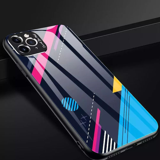 Hurtel Color Glass Pattern 1 Umschlag Rückseite Kunststoff Blue/Yellow/Orange (iPhone 11 Pro Max)
