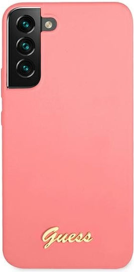 Guess Metal Logo Script Back Cover Σιλικόνης Φούξια (Galaxy S22+ 5G)