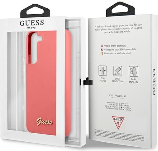 Guess Metal Logo Script Back Cover Σιλικόνης Φούξια (Galaxy S22+ 5G)