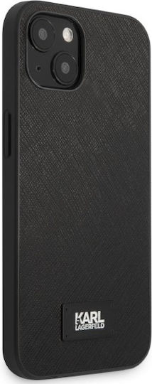 Karl Lagerfeld Saffiano Plaque Umschlag Rückseite Synthetisches Leder Schwarz (iPhone 13 Mini)