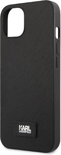 Karl Lagerfeld Saffiano Plaque Umschlag Rückseite Synthetisches Leder Schwarz (iPhone 13 Mini)