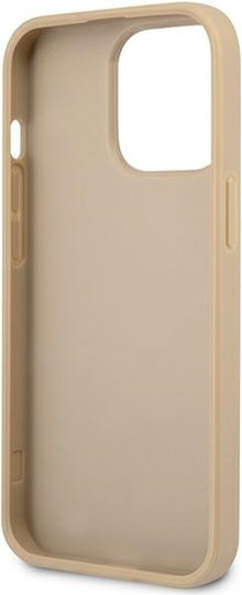 Guess Saffiano Triangle Logo Задна корица Пластмаса Бежов (iPhone 13 Pro)
