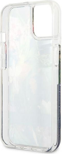 Guess Flower Liquid Glitter Задна корица Силикон Син (iPhone 13 mini)