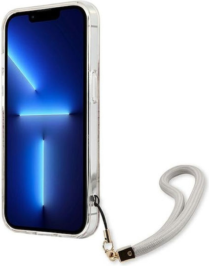 Guess Flower Strap Umschlag Rückseite Kunststoff Gold (iPhone 13 Mini)
