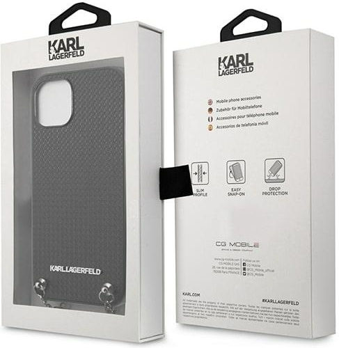 Karl Lagerfeld Back Cover Silicone with Strap Black (iPhone 13 mini)
