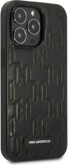 Karl Lagerfeld Monogram Plaque Umschlag Rückseite Silikon Schwarz (iPhone 13 Pro Max)