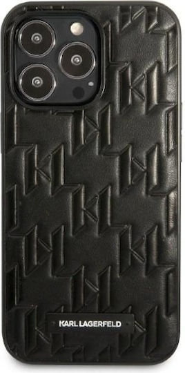Karl Lagerfeld Monogram Plaque Umschlag Rückseite Silikon Schwarz (iPhone 13 Pro Max)